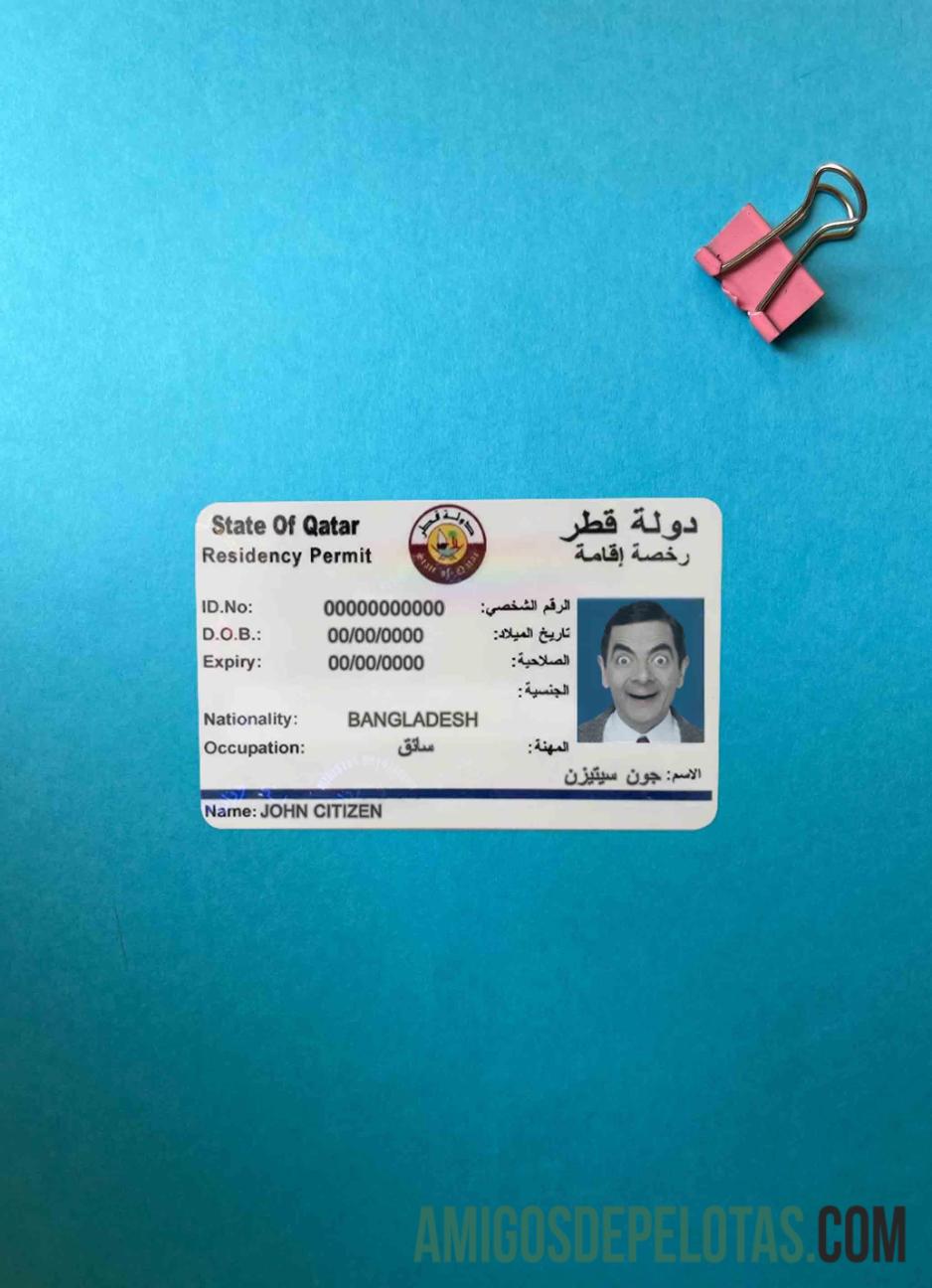 Qatar Residence Permit olhar de foto frente modelo
